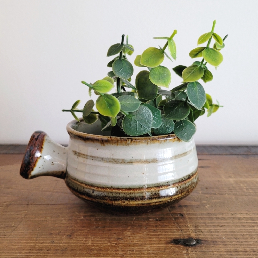 Vintage Takahashi Mid Century Studio Pottery Side Handled Soup Bowl